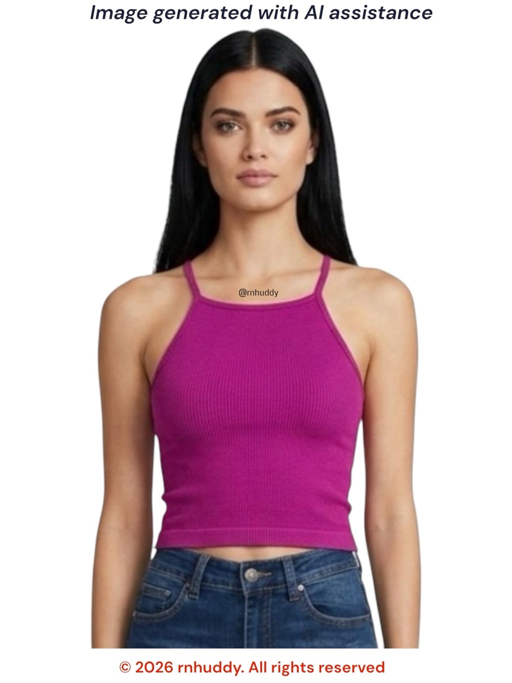 Aura M/L fuschia shade ribbed tank
